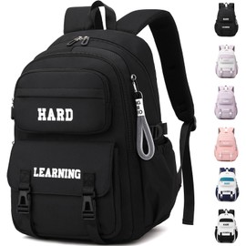 KESUDE School Backpack Girls Teenager Backpack School Bag Boys Multi Bag Waterproof School Bag Backpack Daypacks Large Backpack for Girls Women School Bag, black