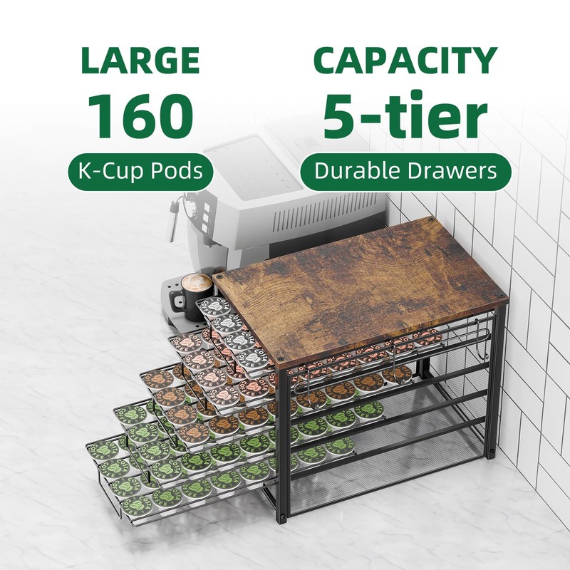 Simple Trending 5 Tier Coffee Pod Holder for K Cup,