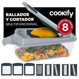 Cookify Rallador y Cortador de Verduras Mandolina 8 Cuchillas Gris