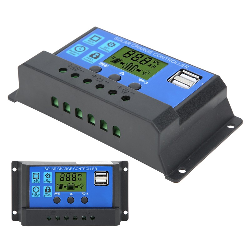 Solar Panel Controller LCD Display Battery Charge Control Dual USB