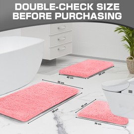 wyewye Microfibre Bath Mat 2cm Super Thick Super Absorbent Pink 50x80cm