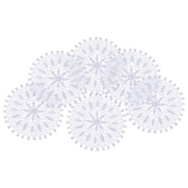 Pack of 6 Floral Lace Round Doilies 100% Polyester Vintage Table Linen Doyley Mat 18.5cm (White)