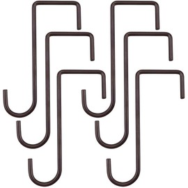 Hzemci Fence Hooks,Patio Hooks,6 Pack Bird Feeder Hanger,Fence Plant Hangers, Plant Hook Brown Powder Coated Steel Hangers fits Easily for Indoor Outdoor Hanging Lights, Plants Bird Feeder
