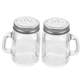 Zerodeko 2Pcs Vintage Glass Mason Jars Seasoning Holders Clear Salt and Pepper Shakers 120ml Condiment Bottles for Kitchen and Dining