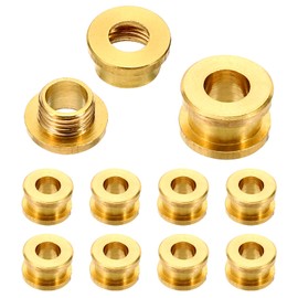 PATIKIL 5mm(1/5 Inch) Solid Brass Hole Eyelets, 10 Pcs Flat Self Backing Grommets with Washer for Leather Craft, Brass Tone