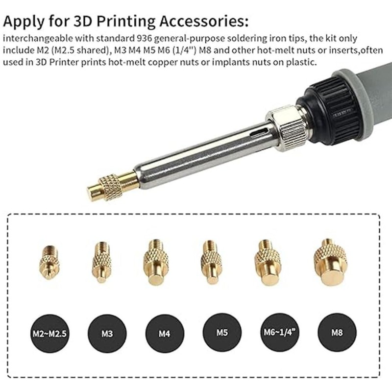 Heat Set Insert Tips for Sizes M2 M2.5 M3 M4