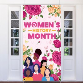 Womens History Month Decorations Door Cover Women's History Month Door Banner International Womens Day Hanging Banner Decorations Celebrate Female Liberation Party Decor