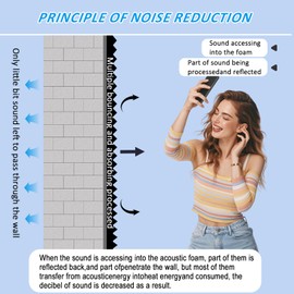 YJXVikra 24 Pack, 12 x 12 x 2 inches, Acoustic panels, wall panels, sound panels, Used for soundproofing, Soundproof foam panels for walls(12 black+12 Red)