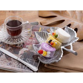 casamia Decorative Bowl Leaf Ginkgo Apple Star Aluminium Gold or Silver Colour Leaf Bowl Silver