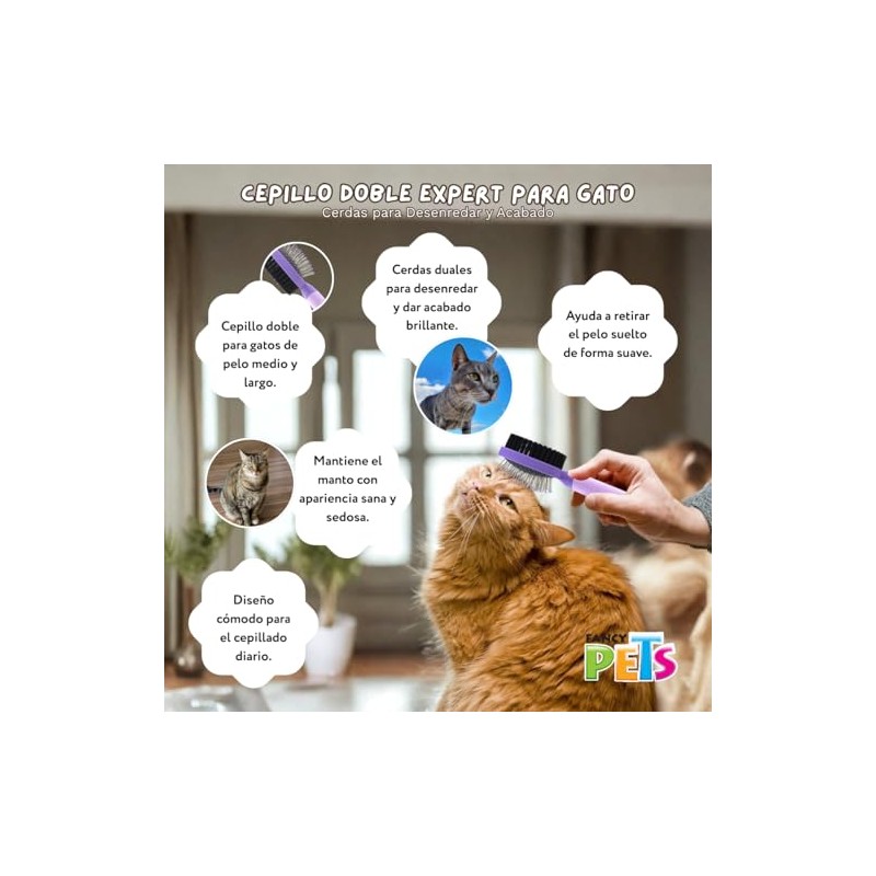 Fancy Pets Cepillo Doble Expert para Gato Pelo Medio y