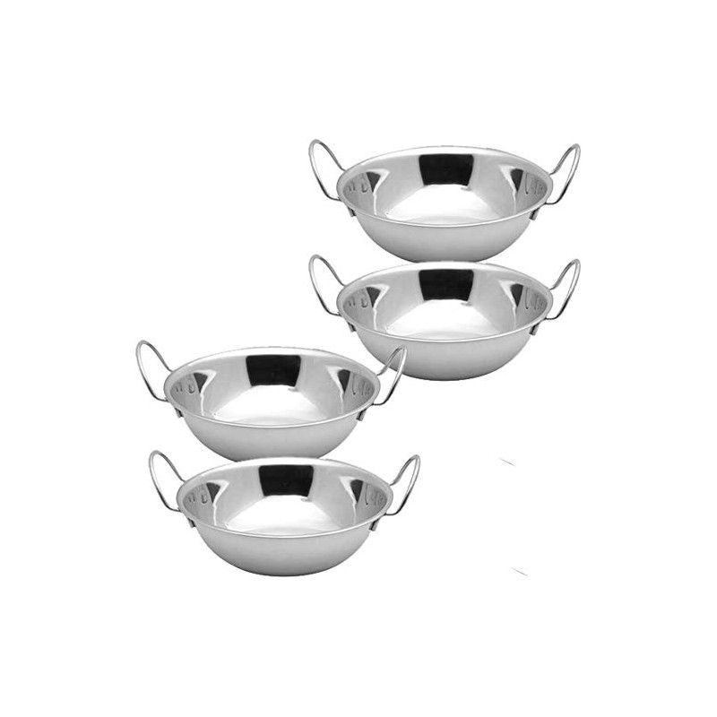 Kosma Set of 4 Premium Stainless Steel Balti Serving Dishes,
