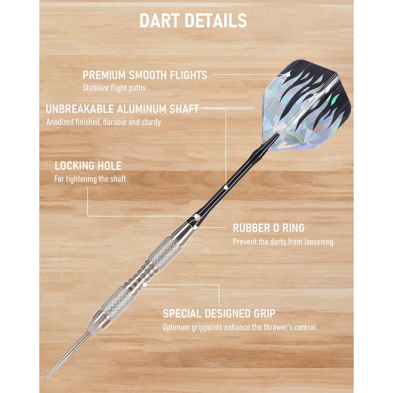 Yirinatek Darts Set with Storage Box, 3 High-Quality Steel Darts,