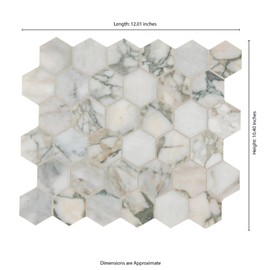 Tenedos HTC360 Monterra Stone 2" Honed Marble Hexagon Mosaic Tile for Bathroom Wall, Shower Floor, Kitchen Backsplash (Box of 5 Sheets)