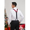 HISDERN Men's Braces Set Christmas Bow Tie Pocket Square Adjustable