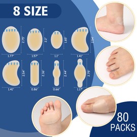 Tondiamo 80 Pieces Gel Blister Bandages for Feet Variety Hydrocolloid Blister Cushions Pads for Feet Prevention Adhesive Waterproof Bandages for Fingers Toes Heels Hiking Seal Guard Pads