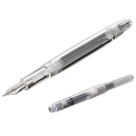 DTN Pluma Estilográfica Transparente, Punto Fino 0.5mm. Bolígrafo Pluma Fuente Transparente Punto Fino (Cartucho Rellenable Convertidor) – NO INCLUYE TINTA.