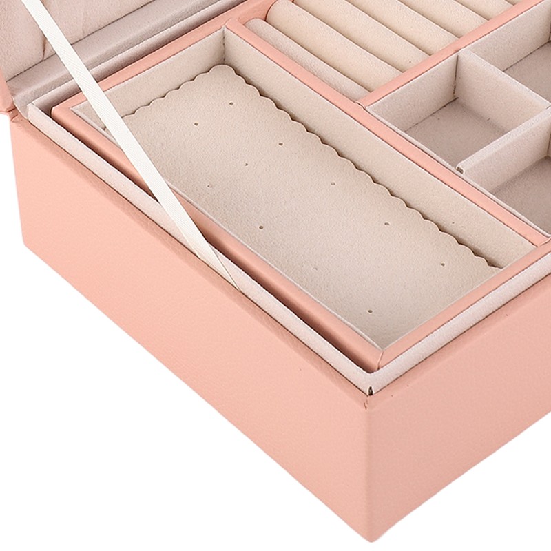 Jewelry Box Organizer 2 Layer Jewelry Storage Case PU Leather