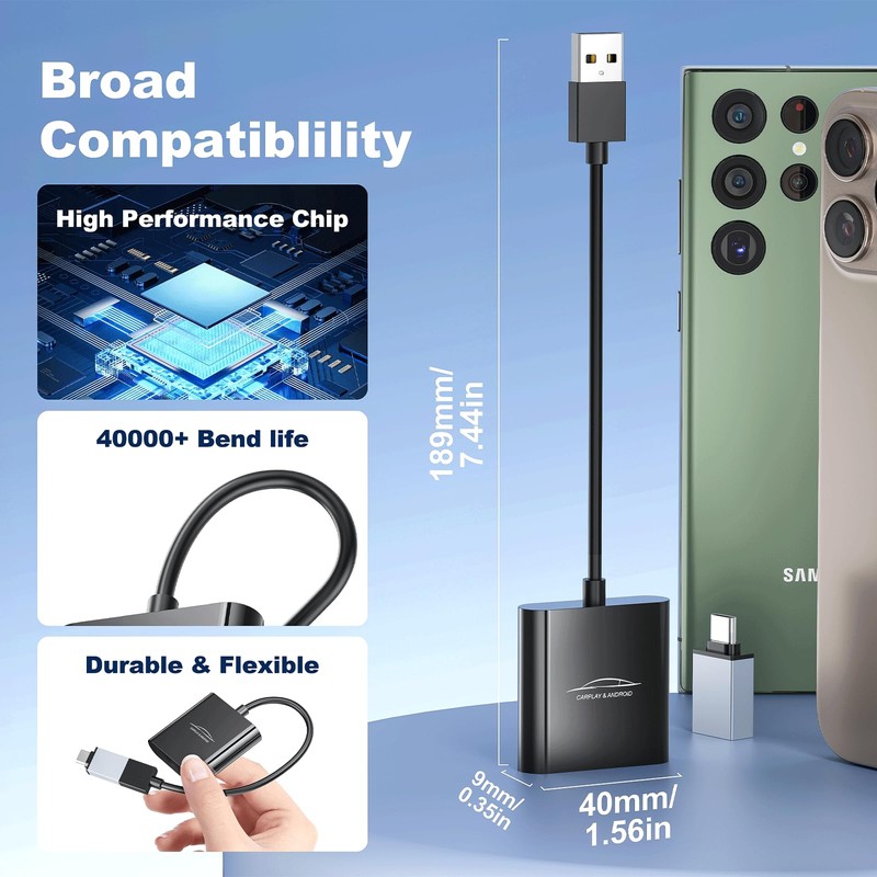 2 IN 1 Wireless Android Auto und Carplay Wireless Adapter,
