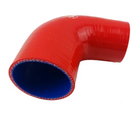 I33T 3-Ply Universal High Performance 90 Degree Elbow Reducer Coupler Silicone Hose ID 2" to 2.5" (51mm to 63mm), Leg Length 3.5" (90mm) Red