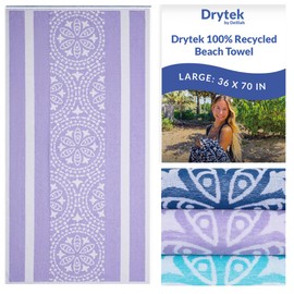 Delilah Home Drytek High Performance Beach Towel, Made from 100% Recycled Bottles, Absorbs Great, Quick Dry (4X Faster), Luxuriously Soft, Sand Free, Great for The Pool. 36-inch by 70-inch, Purple