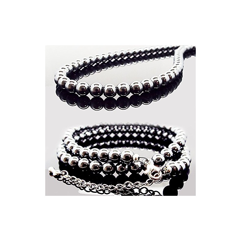 [SION] Natural Stone Necklace, Hematite, Magnetic, Approx. 0.4 inches (10