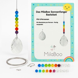 MilaBoo® Sonnenfänger Kristall Bastelset – DIY Suncatcher 6er Set oder Fertig Montiert – Bastelset Kindergeburtstag, Fensterdeko Lichtfänger, Mitgebsel Kinder, Garten Deko (DIY Bastelset)
