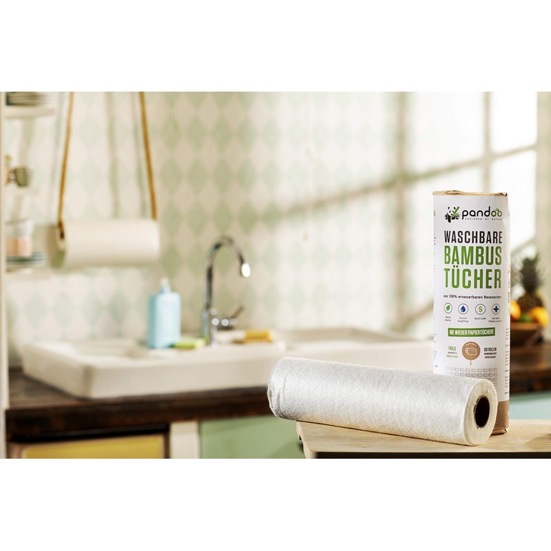 pandoo® 100 % bamboo kitchen roll, washable, environmentally-friendly paper towels,