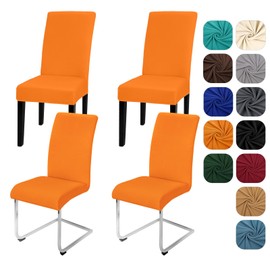 Yugarlibi Chair Covers, Set of 4, Stretch Chair Covers, Swing Chair, Elastic Covers, Chair Cover, Removable, Washable Chairs, Protection for Kitchen, Restaurant, Hotel, Banquet, Wedding (Orange, Set