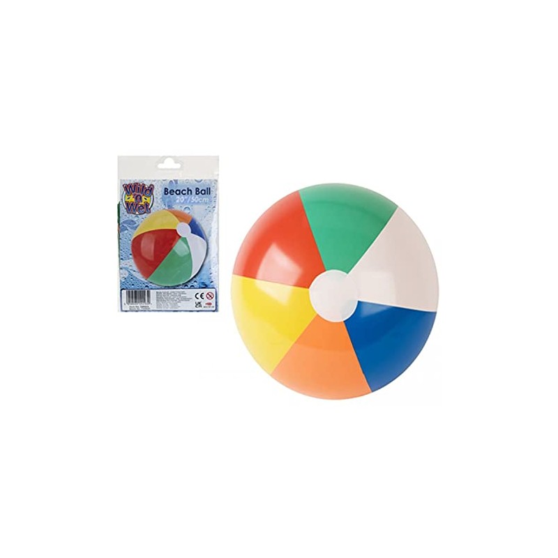 PMS Inflatable Multi-Coloured Shiny Beach Ball – 20 Inch Inflatable