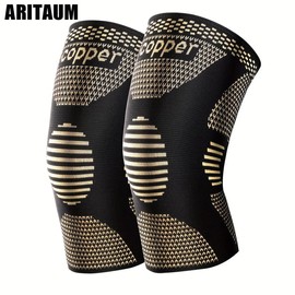 ARITAUM Copper Compression Knee Brace for Women & Men - 2 Pack Knee Brace for Women Running Knee Protection, Knee Support Compression Sleeve, Workout Sports Knee Braces - Color: L-1pair