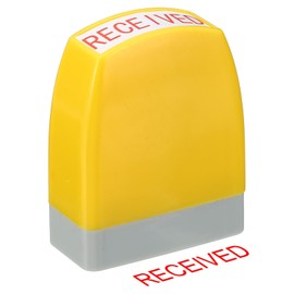 PATIKIL Received Notice Stamp Self Inking, Red Ink Office Stamps Pre Inked Message Stamp Refillable Business Stamp, Yellow