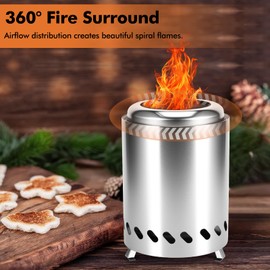 Tabletop Fire Pit, Stainless Steel Smokeless Portable tabletop Fire Pit for camping, Fuelled by Pellets or Wood, With Travel Bag, for Wild Camping Equipment Travel Gift and Garden