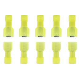 Ruidee 100Pcs Spade Terminals 12-10 AWG Fully Insulated Nylon Male/Female Quick Disconnect Electrical Wire Crimp Terminal Connectors Yellow/UNSY