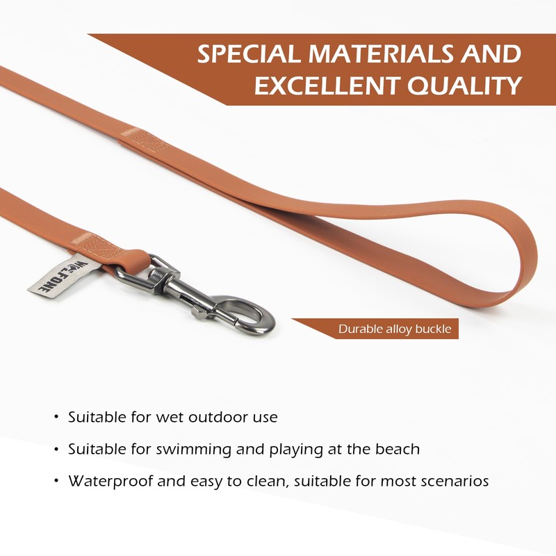 Wolfone 2-Pack 6 FT Waterproof Dog Leash Brown Widths 19mm&25mm