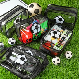 Yeyeplum 12 Pcs Soccer Snack Bags for Team Gifts Goodie Snack Treat Candy Pouch Bags Clear PVC Waterproof with Zipper Party Favors for Team Ground Birthday Gifts Sport Supplies