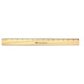Westcott Ruler with Single Metal Edge - , 15", Wood with Single Metal Edge