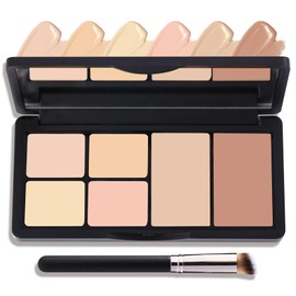 6 Colors Correcting Concealer Palette,Contouring Highlighting Concealer Palette Makeup Kit with Brush,Foundation Makeup Cream Contour Palette for Conceals Dark Circles,Blemish(02#)