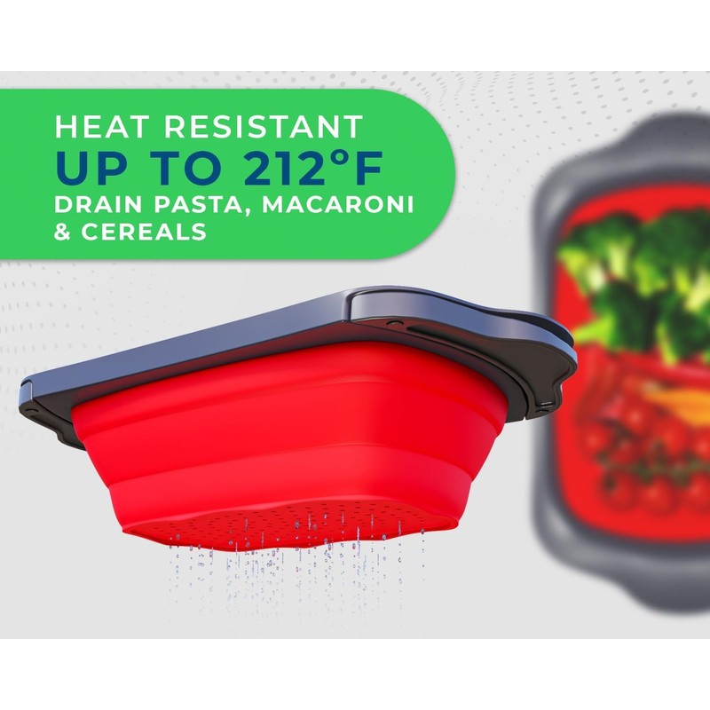 Comfify XL Large Kitchen Strainer - Collapsible Silicone Over-The-Sink Colander