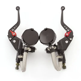 Universal 7/8" 22mm Motorcycle CNC Master Cylinder Dual Hydraulic Brake Clutch Levers Kit Reservoir Pump for 125cc-500cc Motorcycles/Sport bike/Street bike/Scooter