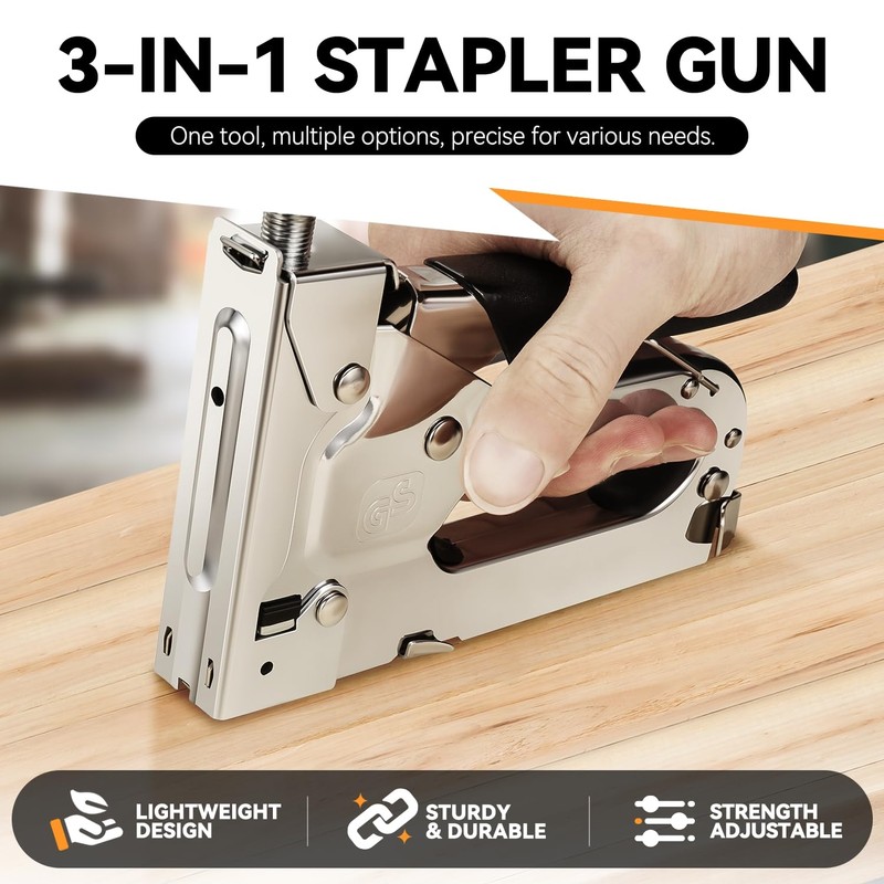 3-in-1 Full Plating Nail Gun Kit: Arrow Wiring Tacker with