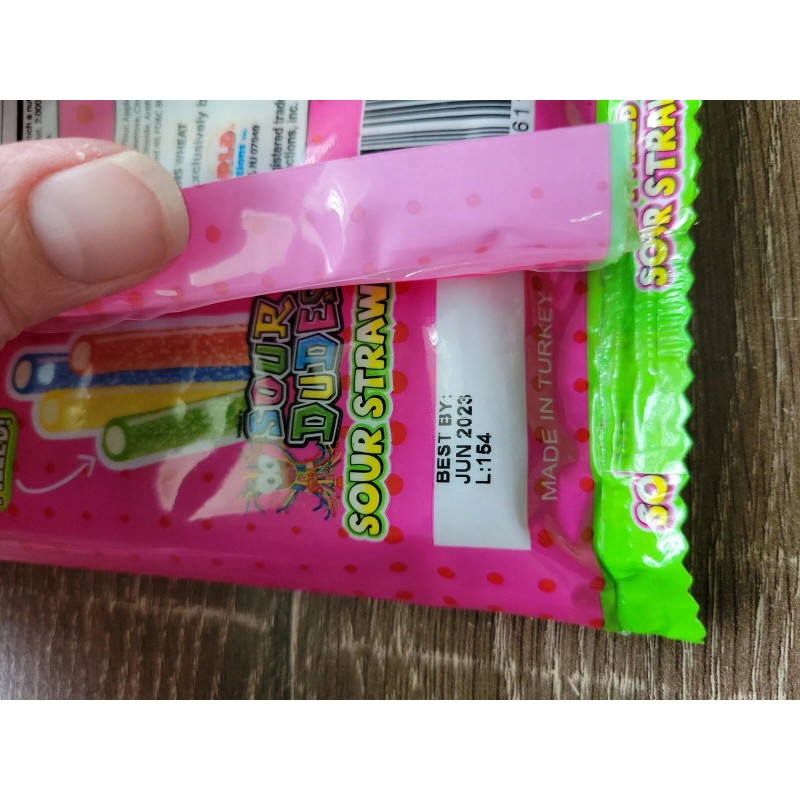 World Confections Sour Dudes Candy, Soft Filled Sour Straws.1ea 4.5oz