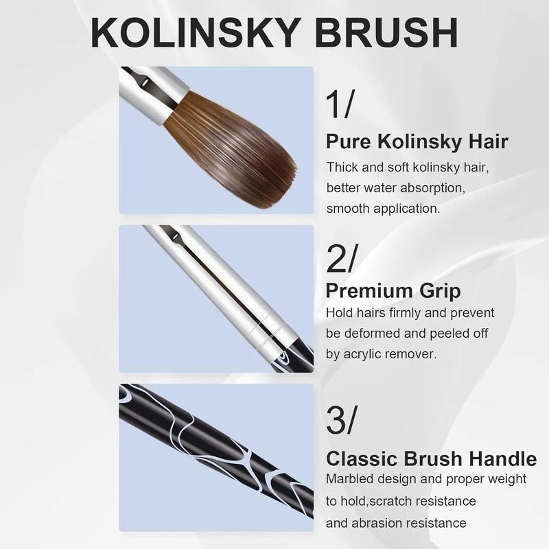 Acrylic Nail Art Brush, 100% Pure Kolinsky Hair Oval for