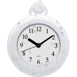 CENTOLLA Bathroom Clock, Waterproof Clock for Shower, Battery Operated (White) White