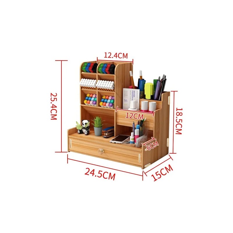 Organizador De Escritorio Madera Oficina Con Cajonera