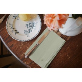 Noalumea 100% Linen Napkins Set of 4 – Sage Green Cloth Dinner Napkins, Embroidered, Washable and Reusable, Elegant Table Linens for Casual Dining, Wedding, Summer Parties, 17.7 x 17.7 Inch