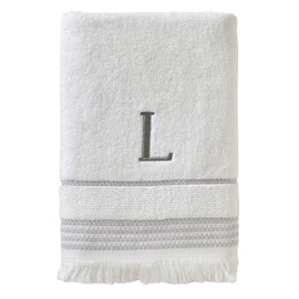 SKL Home Casual Monogram Bath Towel, L, 28x54, White