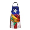 MANQINF Puerto Rico Flag Apron,Waterproof Women Men Aprons With 2