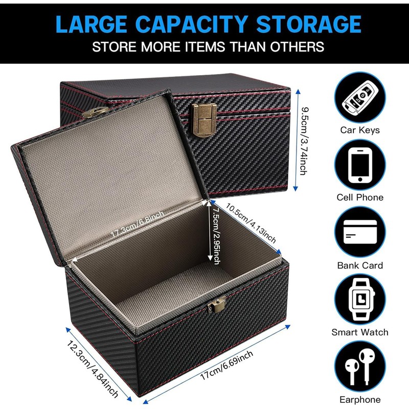 Large Faraday Box & 2 Pack Faraday Bag for Key