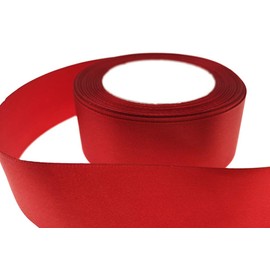 Solid Color Satin Fabric Ribbon for Craft, Gift Wrapping, Hair Bow, Wedding Deco … (Dark Red, 1-1/2" x 25 Yards)