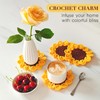 kilofly 6 pc Sunflower Crochet Coasters for Drinks 13cm 5"
